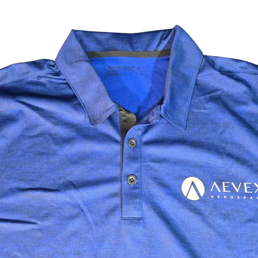 NWT Nike Golf Dri-FIT Heathered Royal Blue Polo Golf Shirt Men's Size XXL Aevex